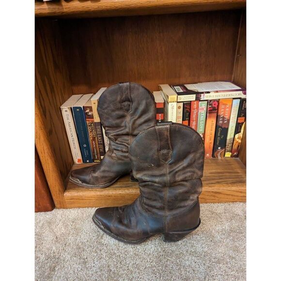 Durango crush distressed leather women's slouch cowboy boot sz 7 euc - Picture 1 of 8